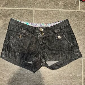 BOOM BOOM JEAN Shorts Dark Wash Button Details floral Cute Size 5